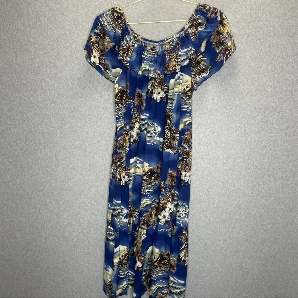 Hilo Hattie The Hawaiian Original Off Shoulder Ruffle Neckline Dress